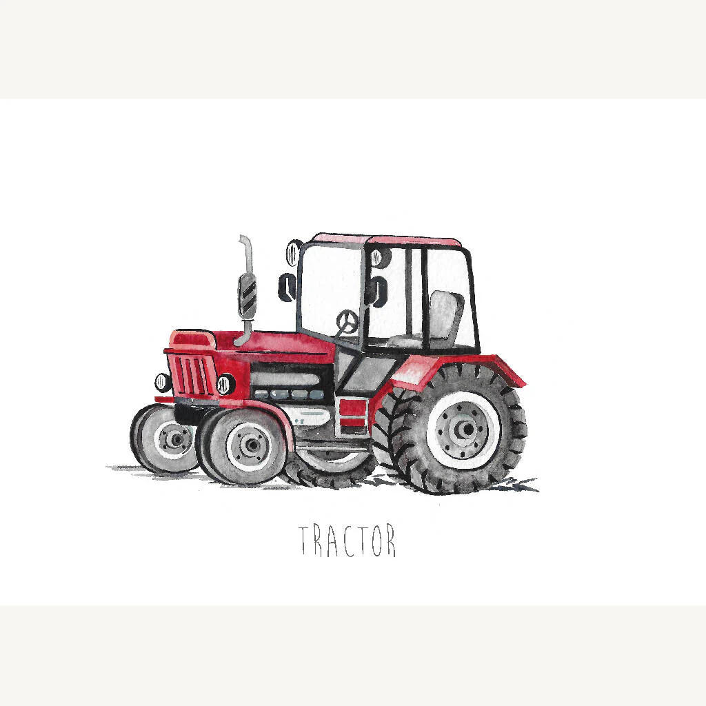 Tractor Watercolour Art Print - Image 2