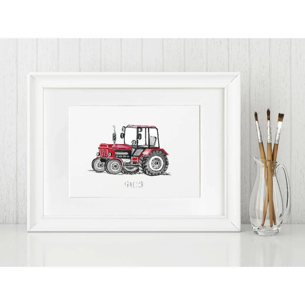 Tractor Watercolour Art Print - Image 3