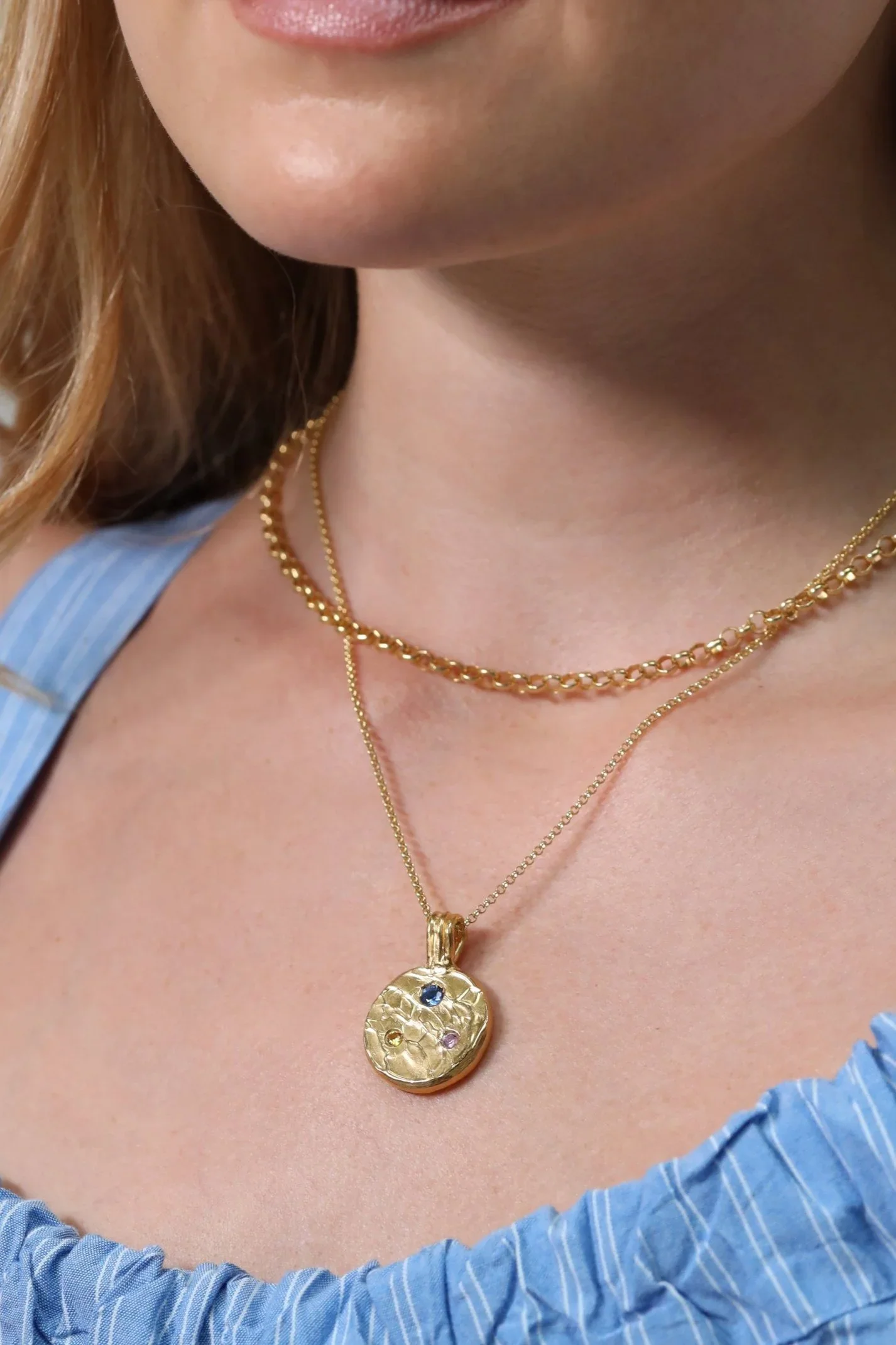 Trio Sapphire Moon Pendant - Image 3