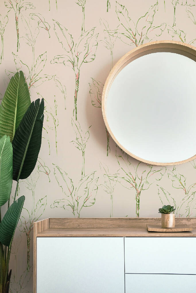 Tropical Paradise Pink Sustainable Wallpaper - Image 2