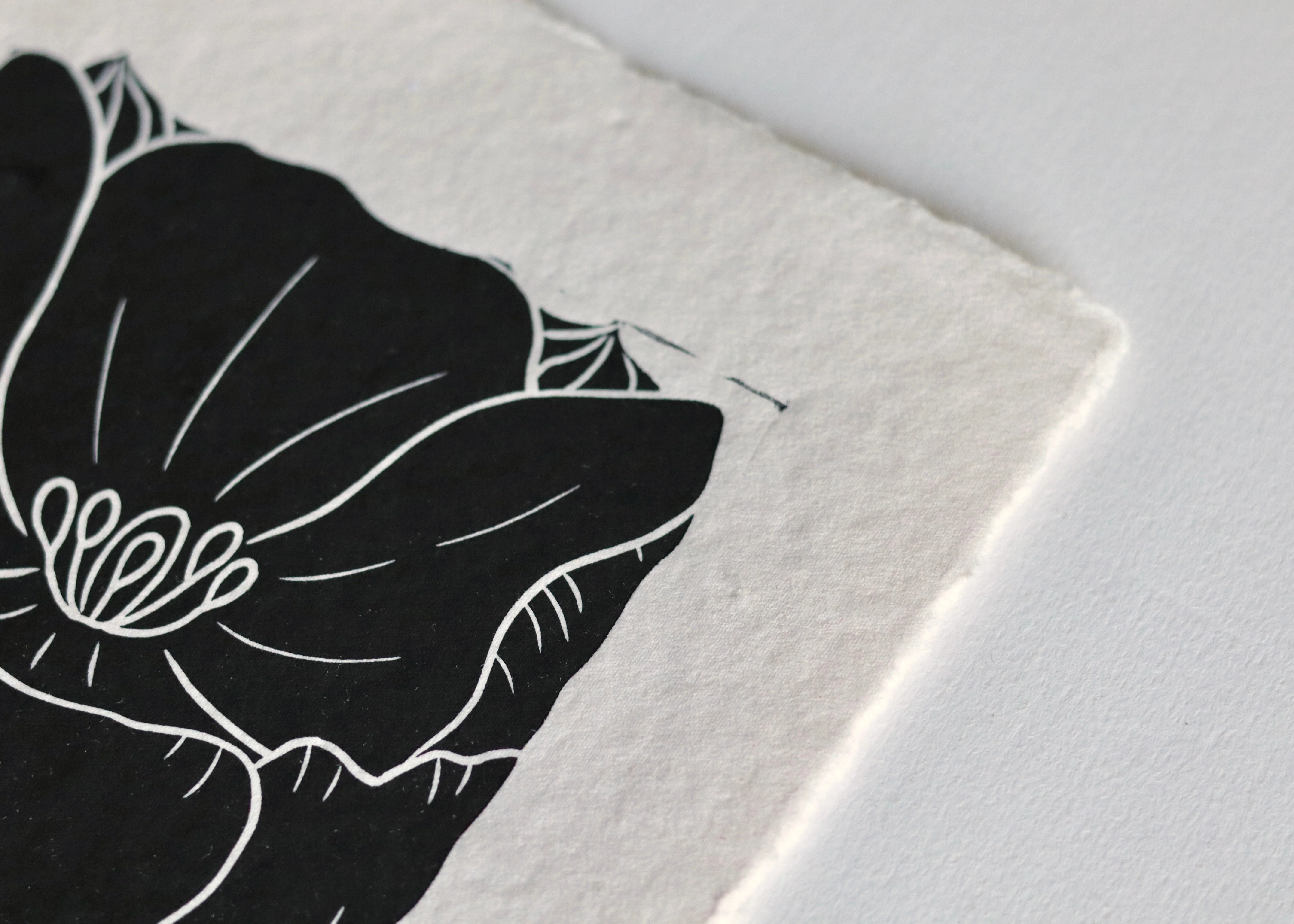 Tulip in Bloom Linocut Print | Handprinted A5 Art Print on Cotton Rag Paper - Image 3