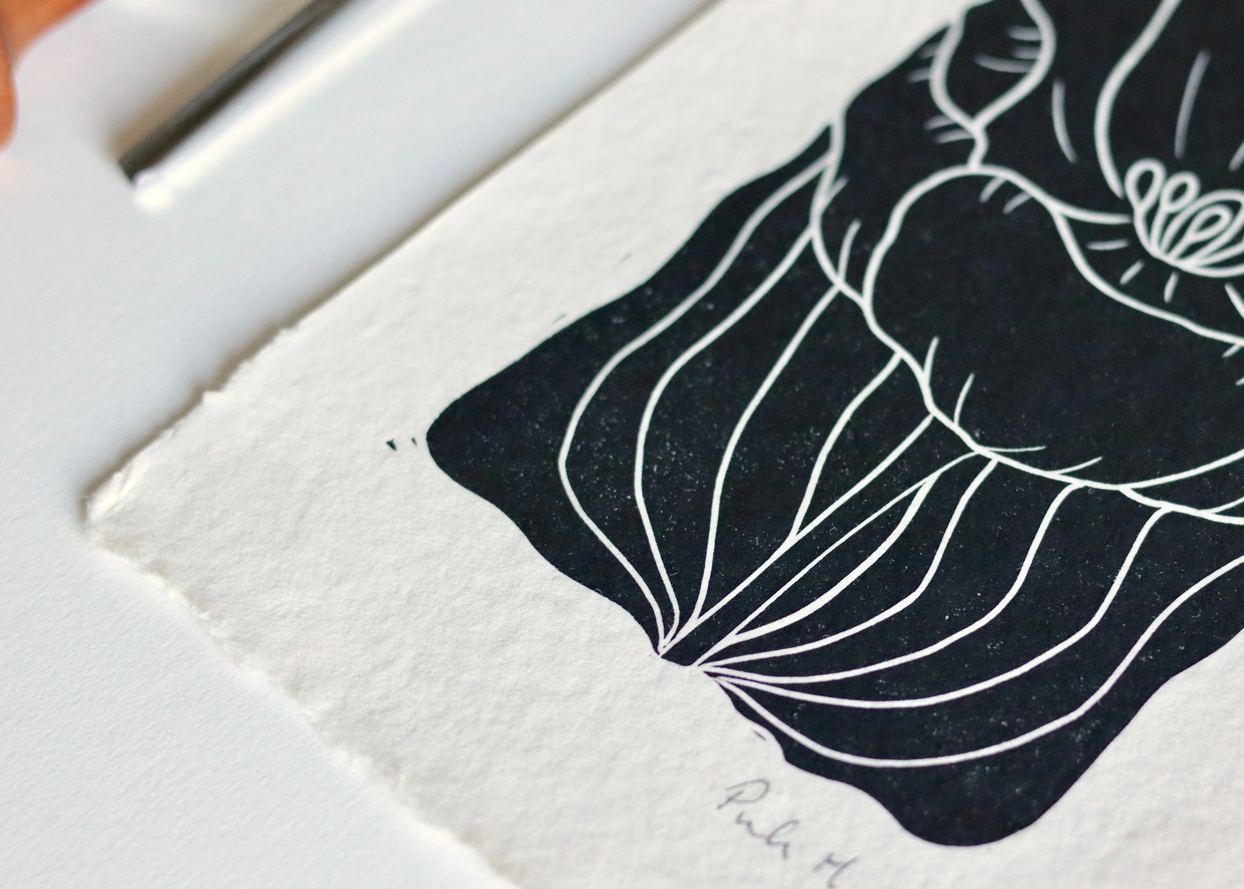 Tulip in Bloom Linocut Print | Handprinted A5 Art Print on Cotton Rag Paper - Image 7