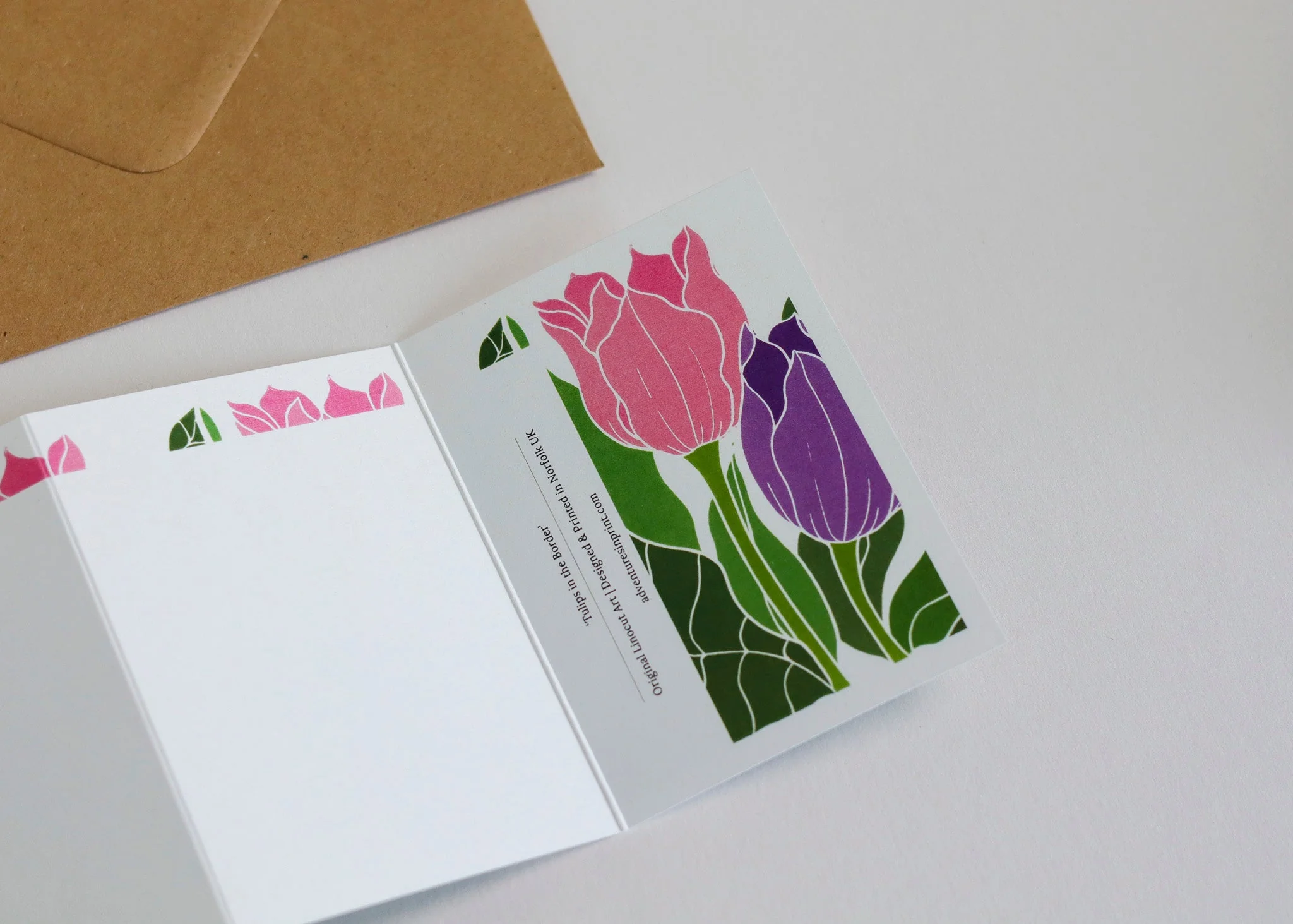 Tulips in the Border Garland Card | Single Card & Envelope - Image 3