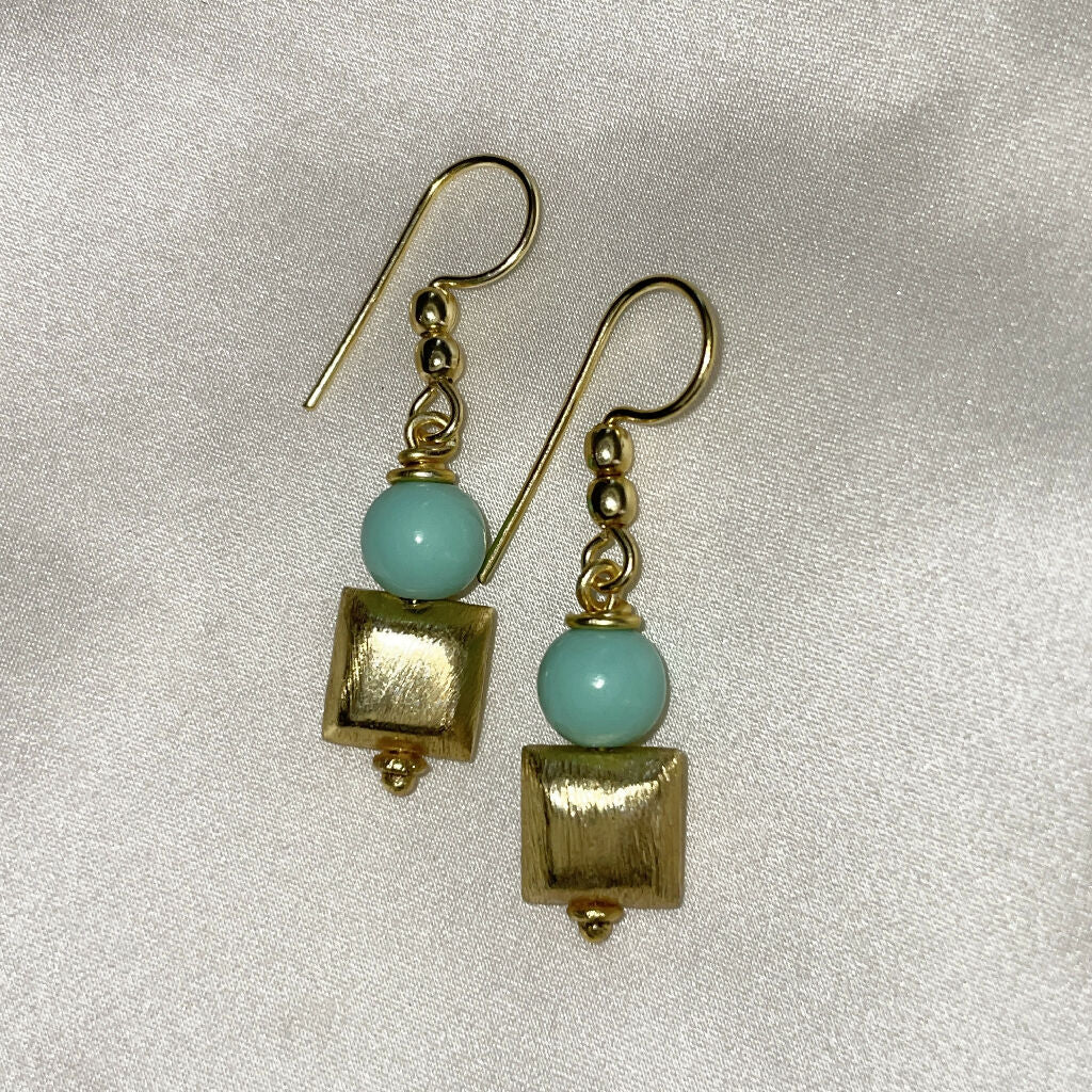 Turquoise Drop 18ct Gold Plated Earrings - Image 2