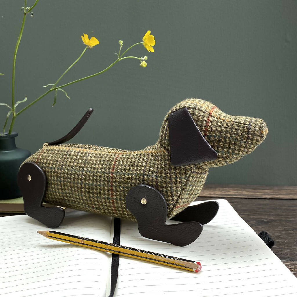 Tweed Sausage Dog Pencil Case - Image 2