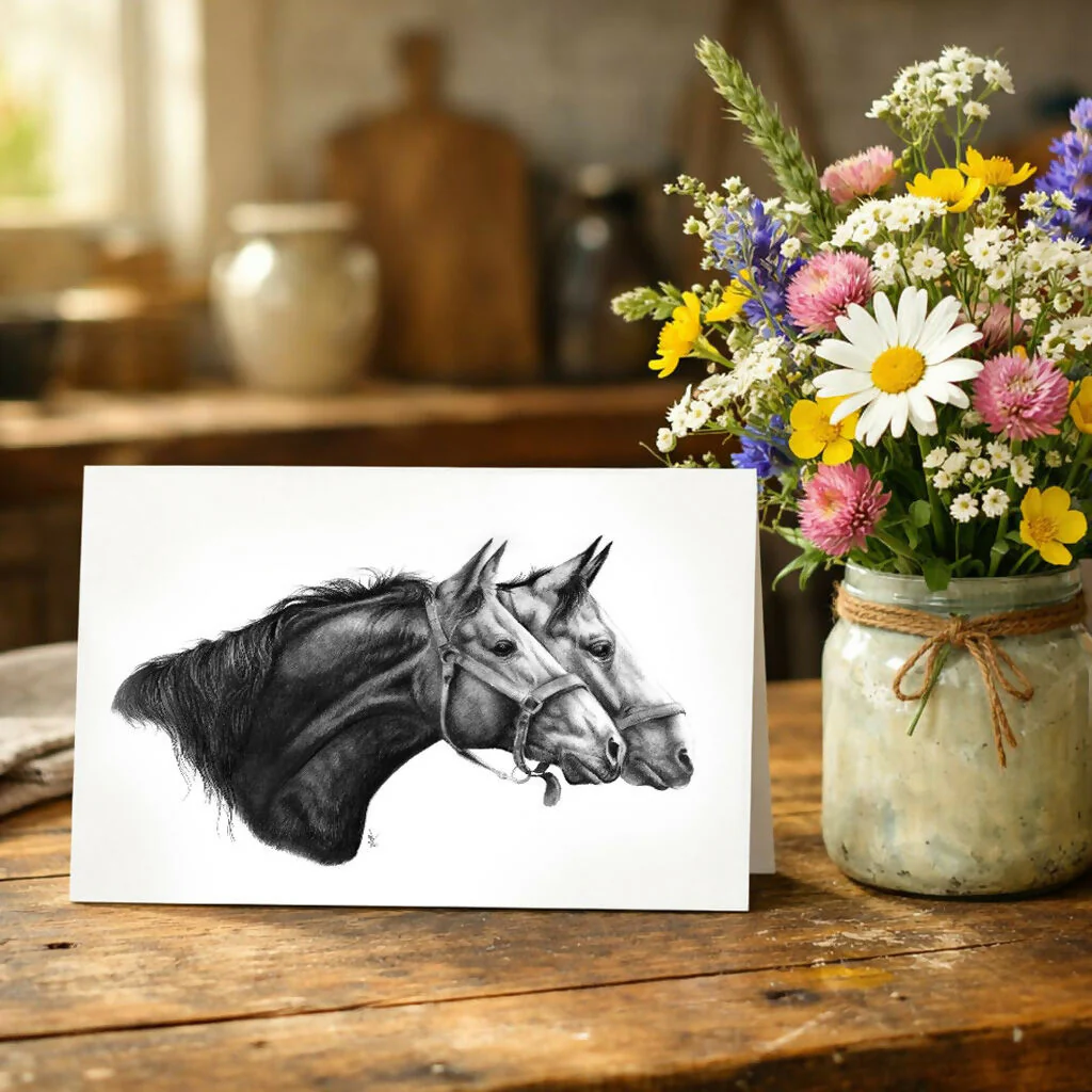 "Two Horses - A5 Greeting Card