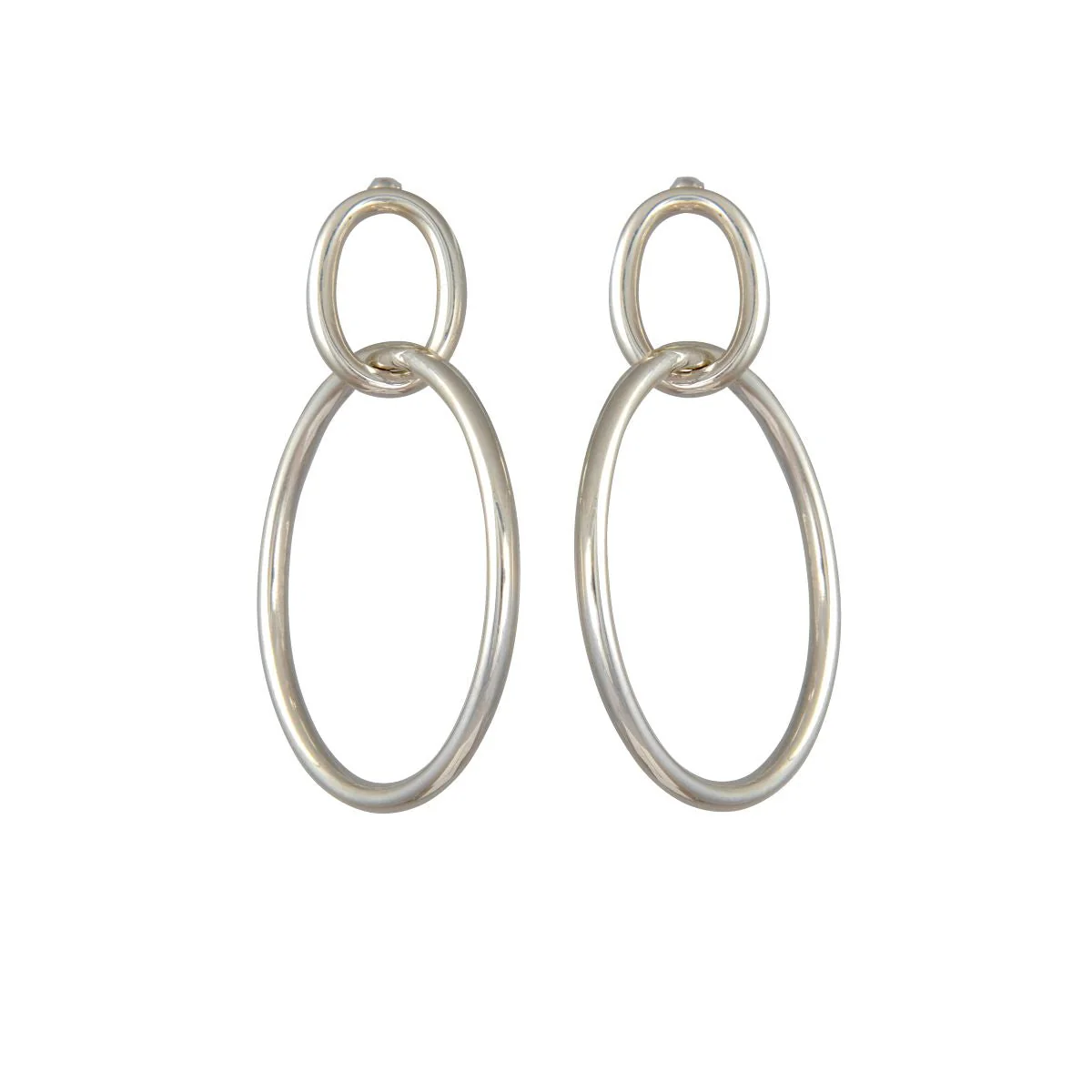 Two Interlinked Sterling Silver Hoop Earrings - Image 2