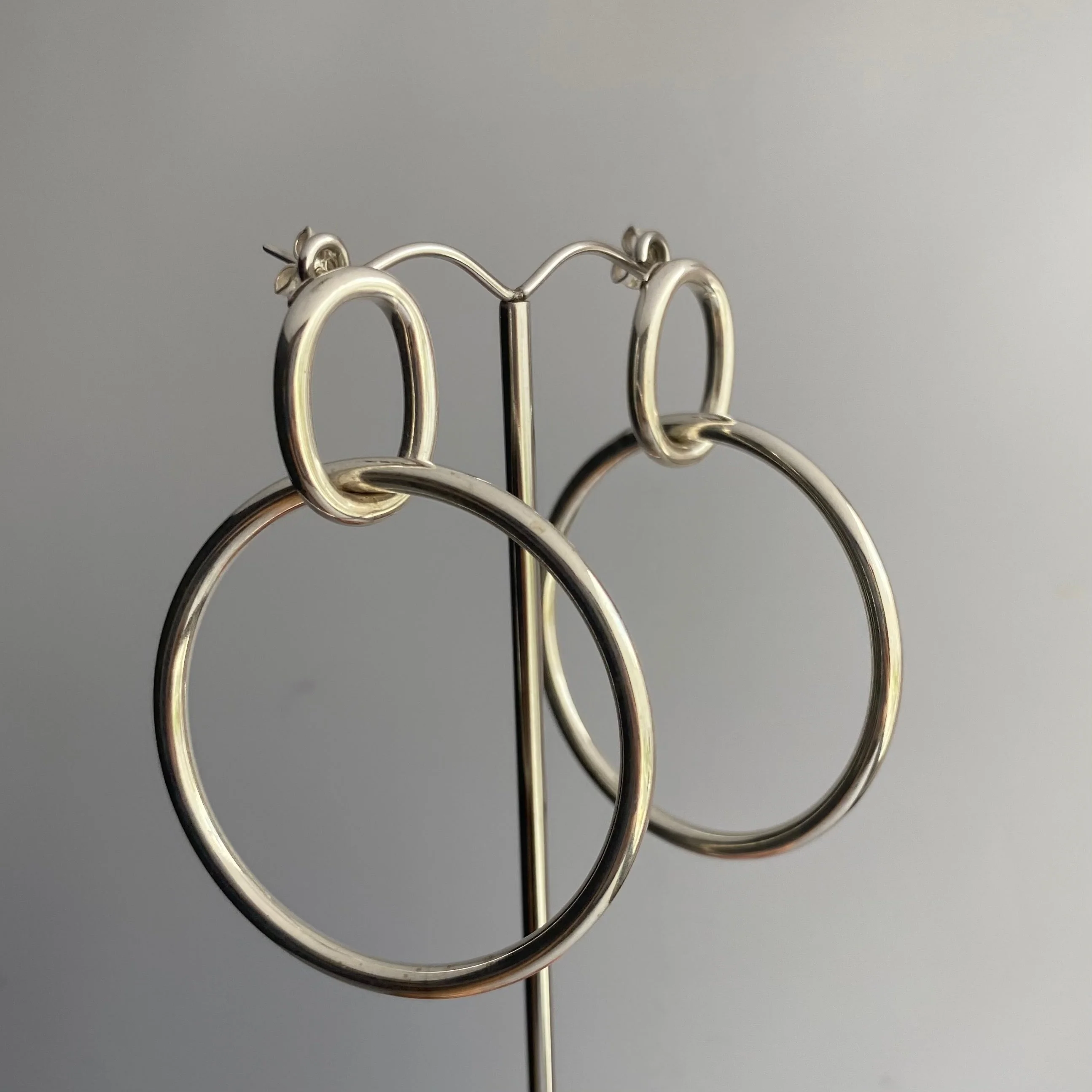 Two Interlinked Sterling Silver Hoop Earrings - Image 4