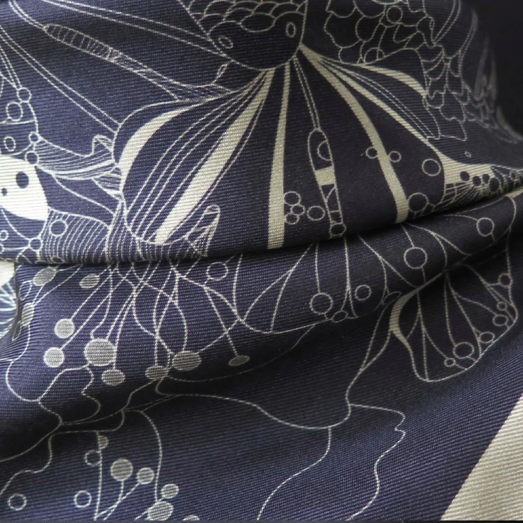 Hand Rolled Silk Scarf | Pure Silk Twill | Under the Snow Moon - Image 3