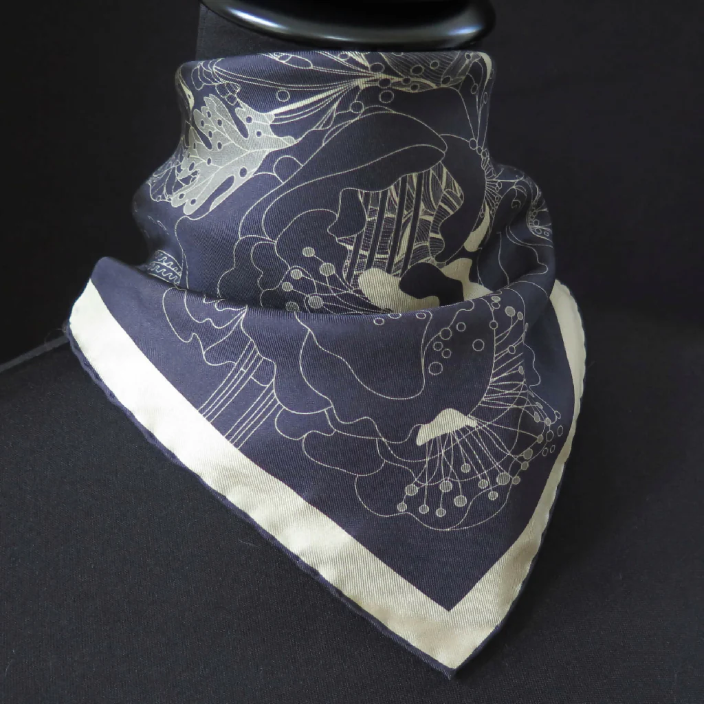 Hand Rolled Silk Scarf | Pure Silk Twill | Under the Snow Moon - Image 4