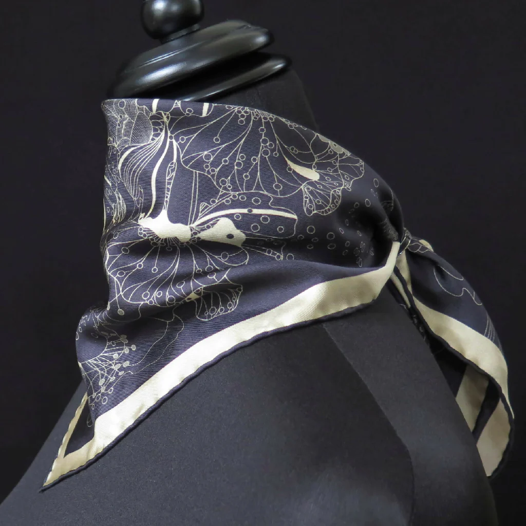 Hand Rolled Silk Scarf | Pure Silk Twill | Under the Snow Moon - Image 5