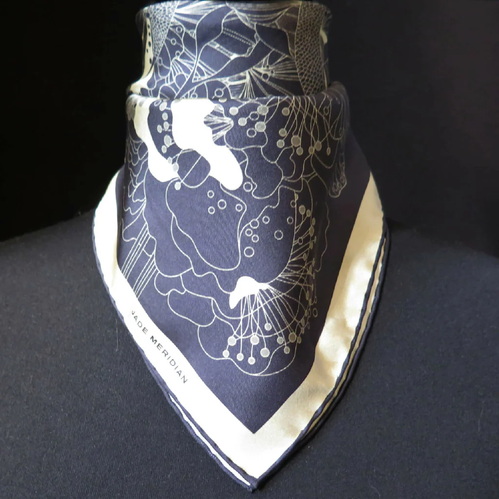 Hand Rolled Silk Scarf | Pure Silk Twill | Under the Snow Moon - Image 7