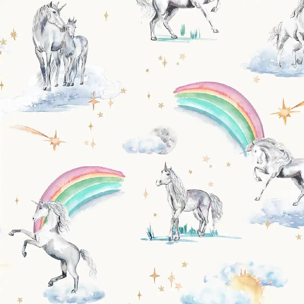 Unicorns and Rainbows Children's Wallpaper - Image 3
