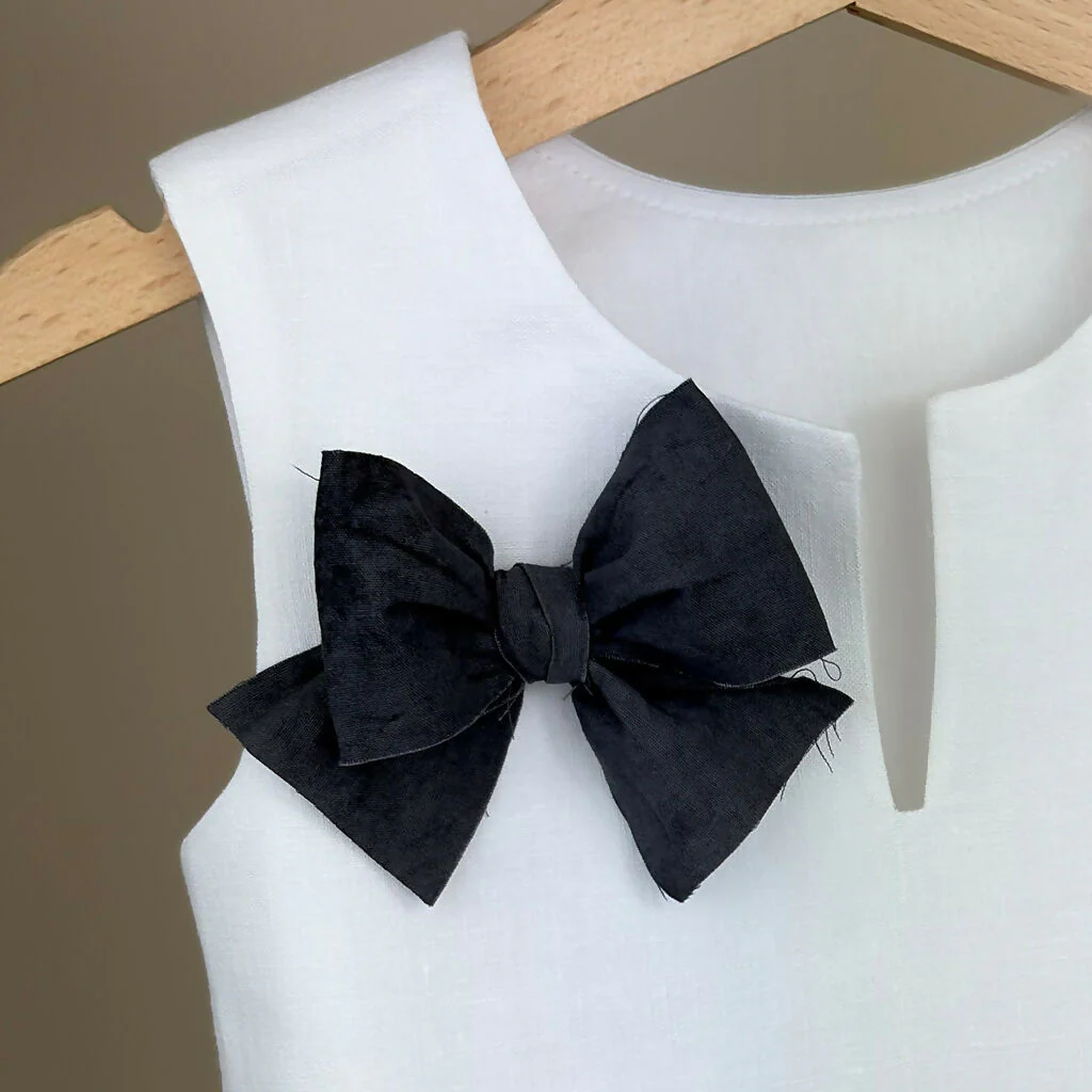 V-neck Girls Top with Black Ribbon Detail - Image 2