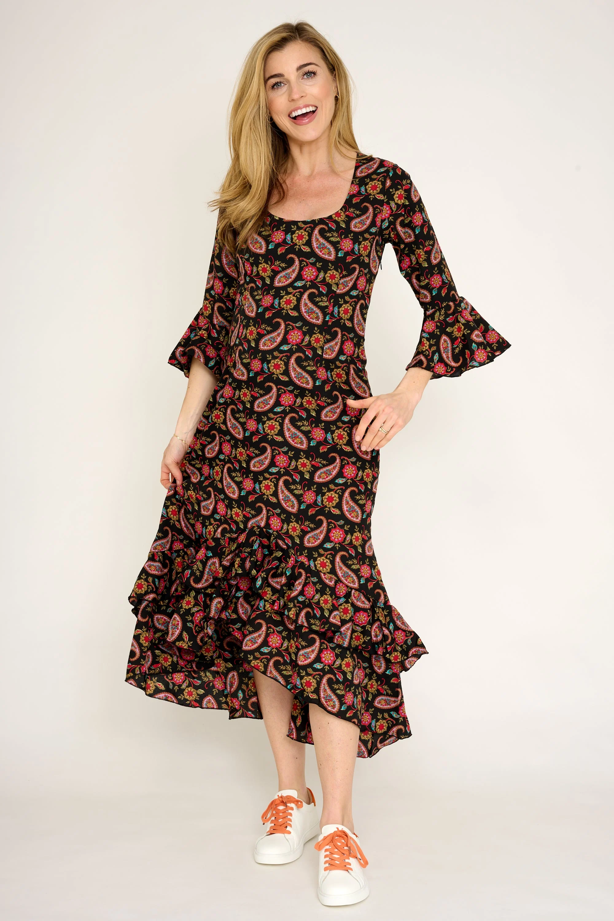 Victoria Midi Dress in Black Teardrop - Image 2