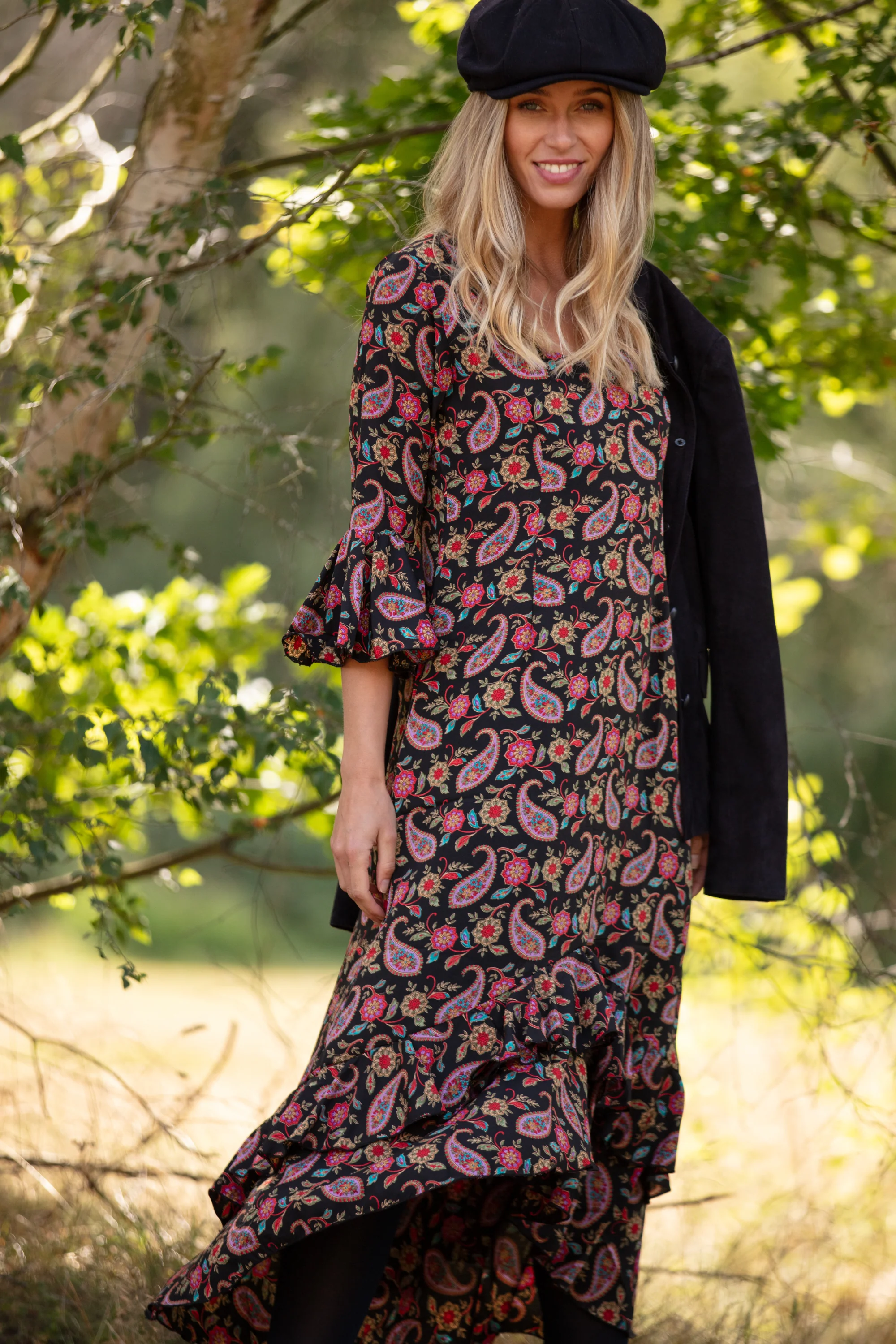 Victoria Midi Dress in Black Teardrop - Image 4