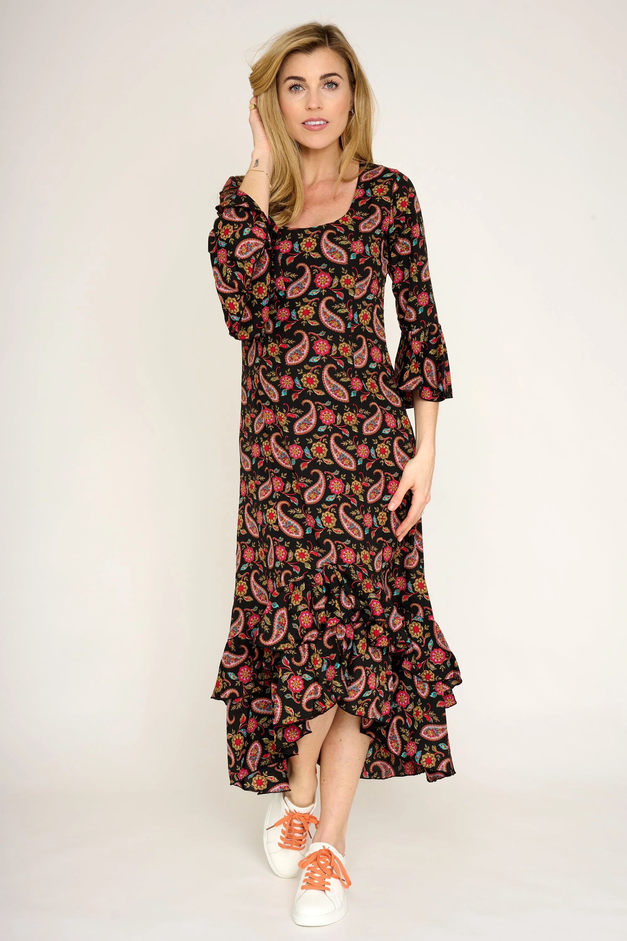 Victoria Midi Dress in Black Teardrop - Image 6