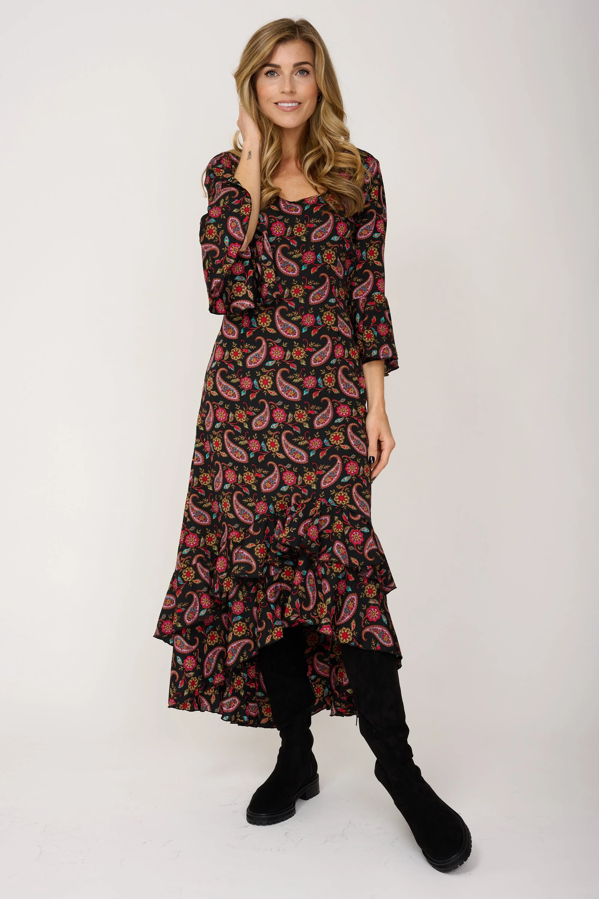 Victoria Midi Dress in Black Teardrop - Image 7