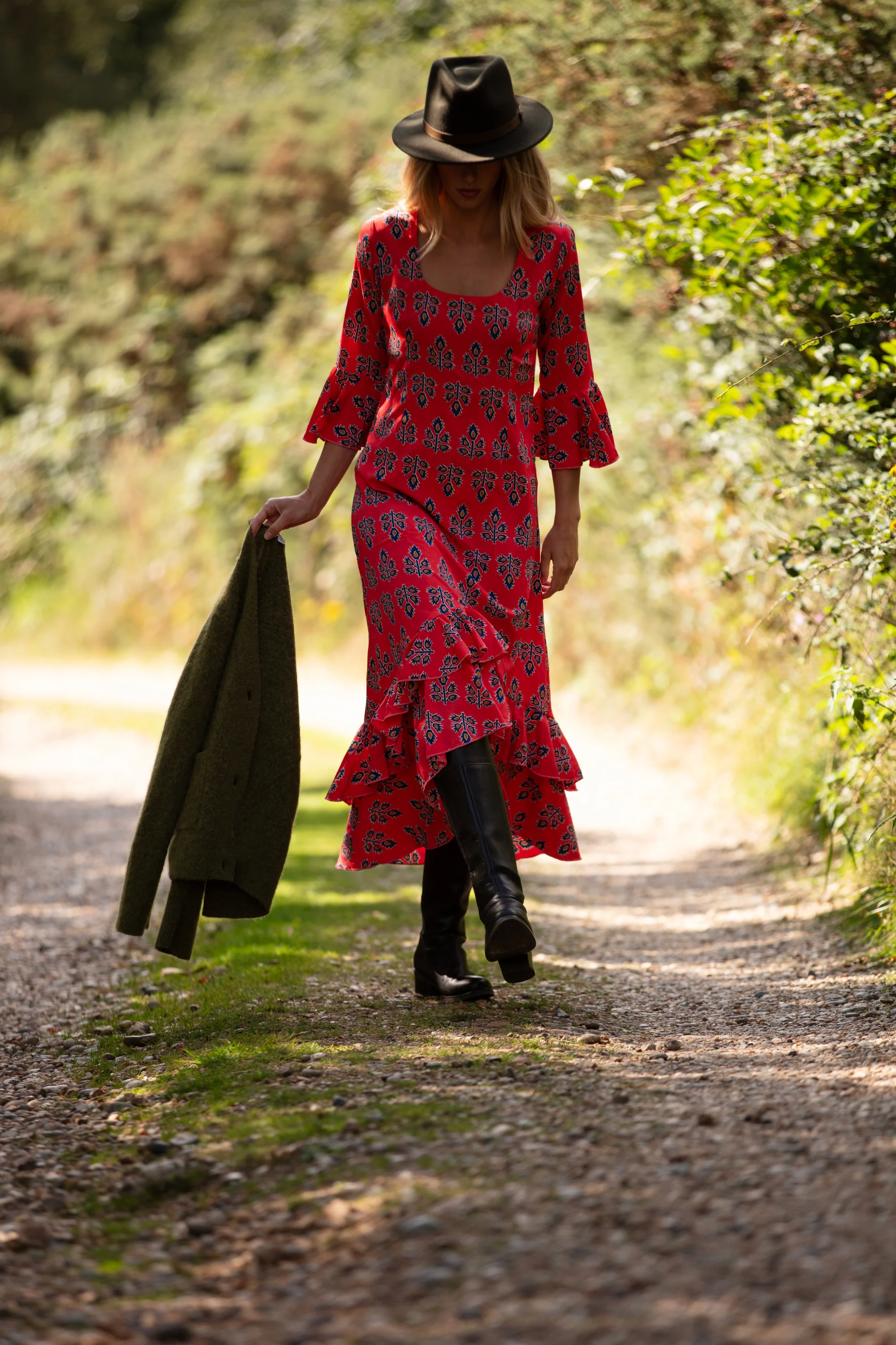 Victoria Midi Dress in Orange Thistle - Image 4