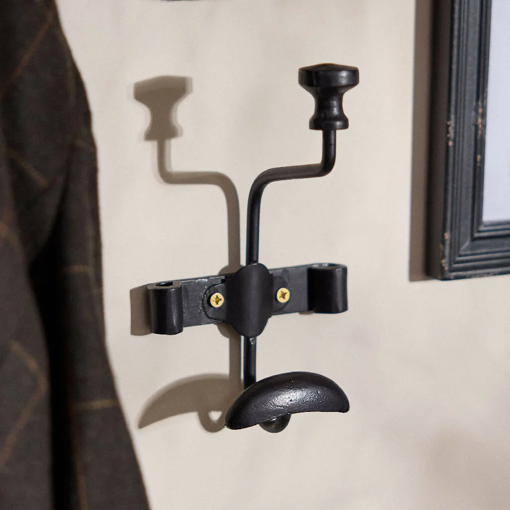 Vintage Duke Noir Metal Wall Coat Hooks - Image 3