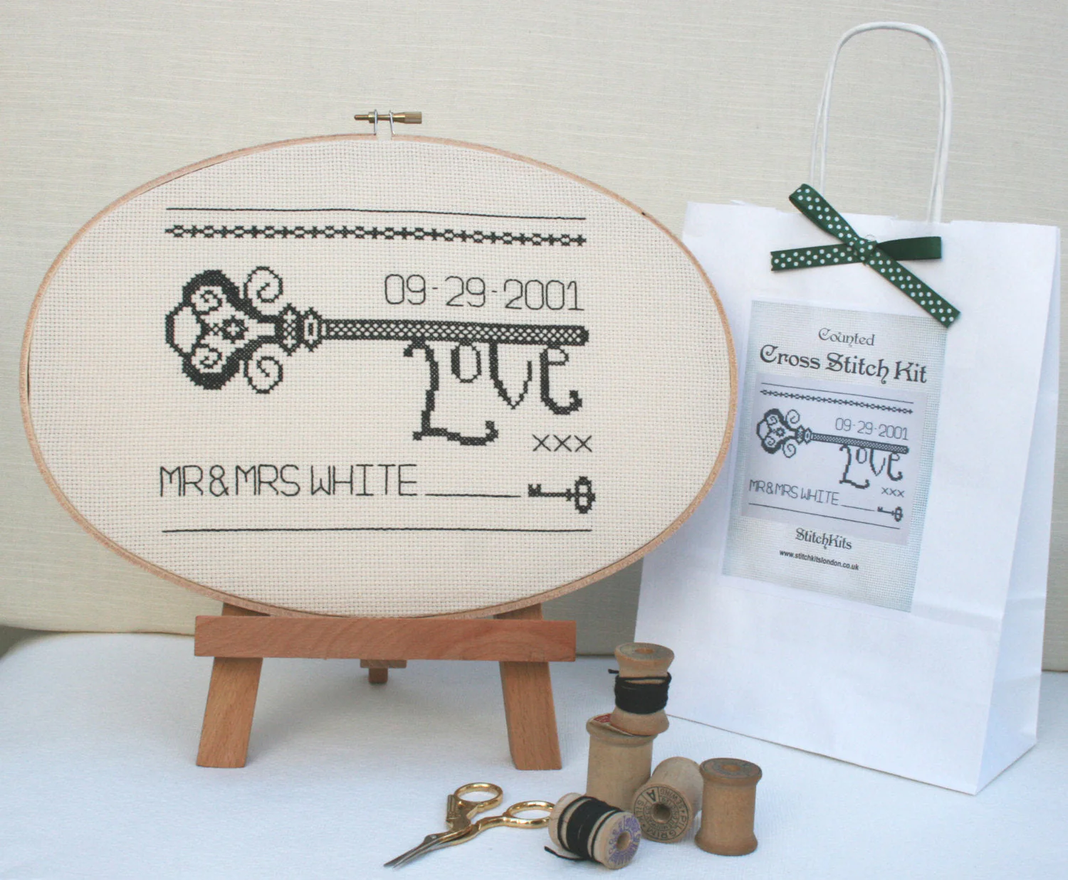 Vintage 'Love' Key Cross Stitch Kit