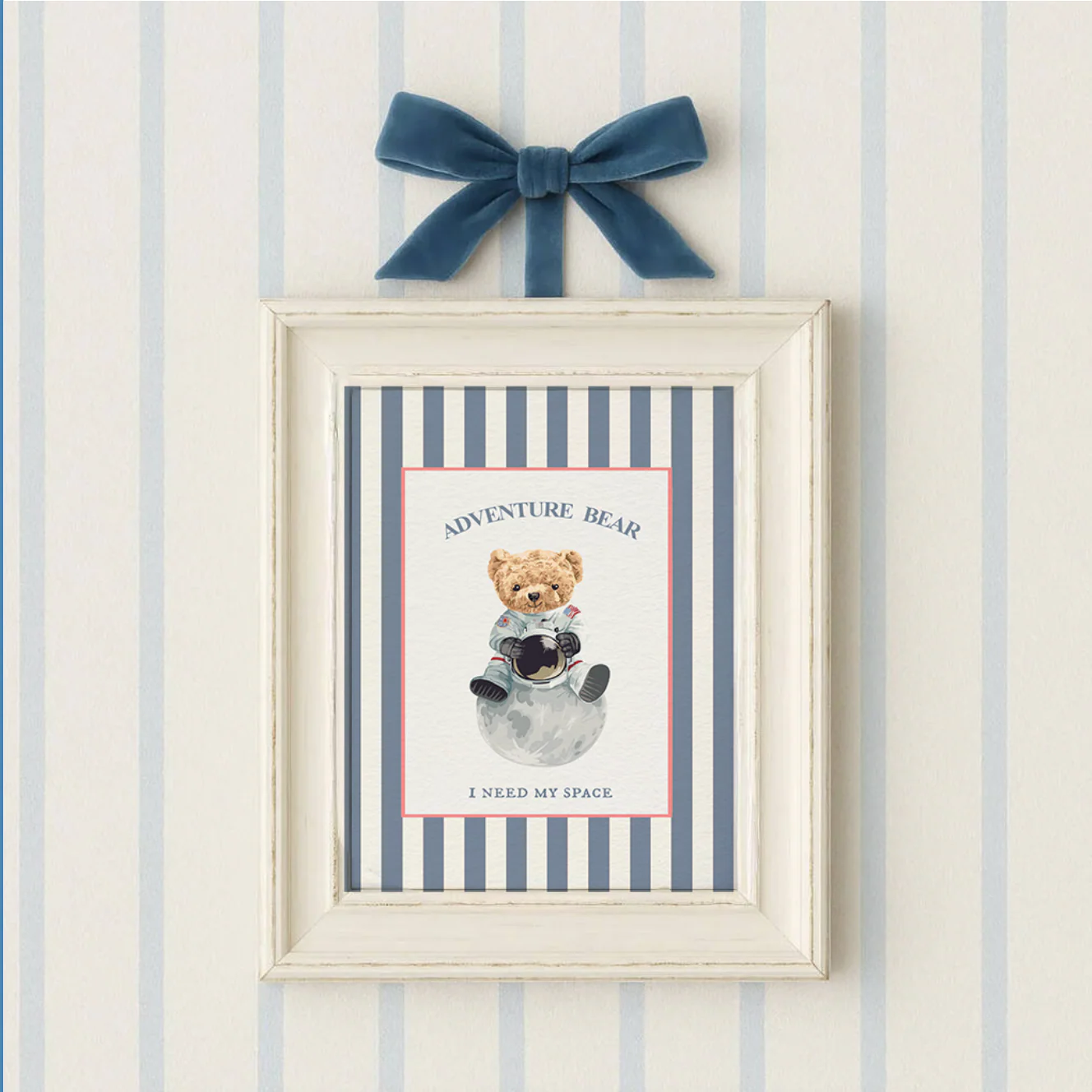 Vintage Striped Bear Print Astronaut Adventure Bear