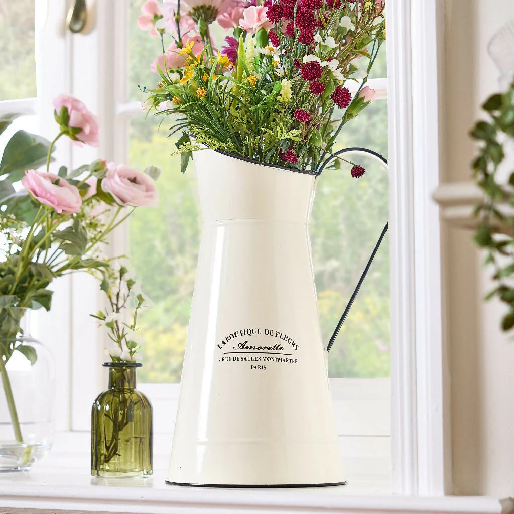 Vintage Style Cream Pitcher Jug Flower Vase