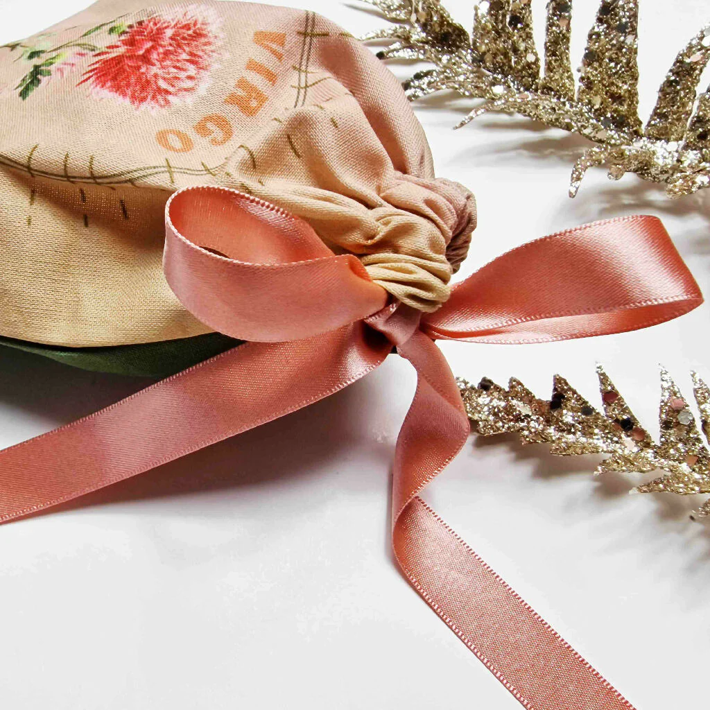 Virgo Chrysanthemum Birth Flower Gift Pouch in Rose Gold - Image 3
