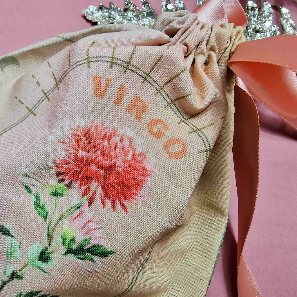 Virgo Chrysanthemum Birth Flower Gift Pouch in Rose Gold - Image 5