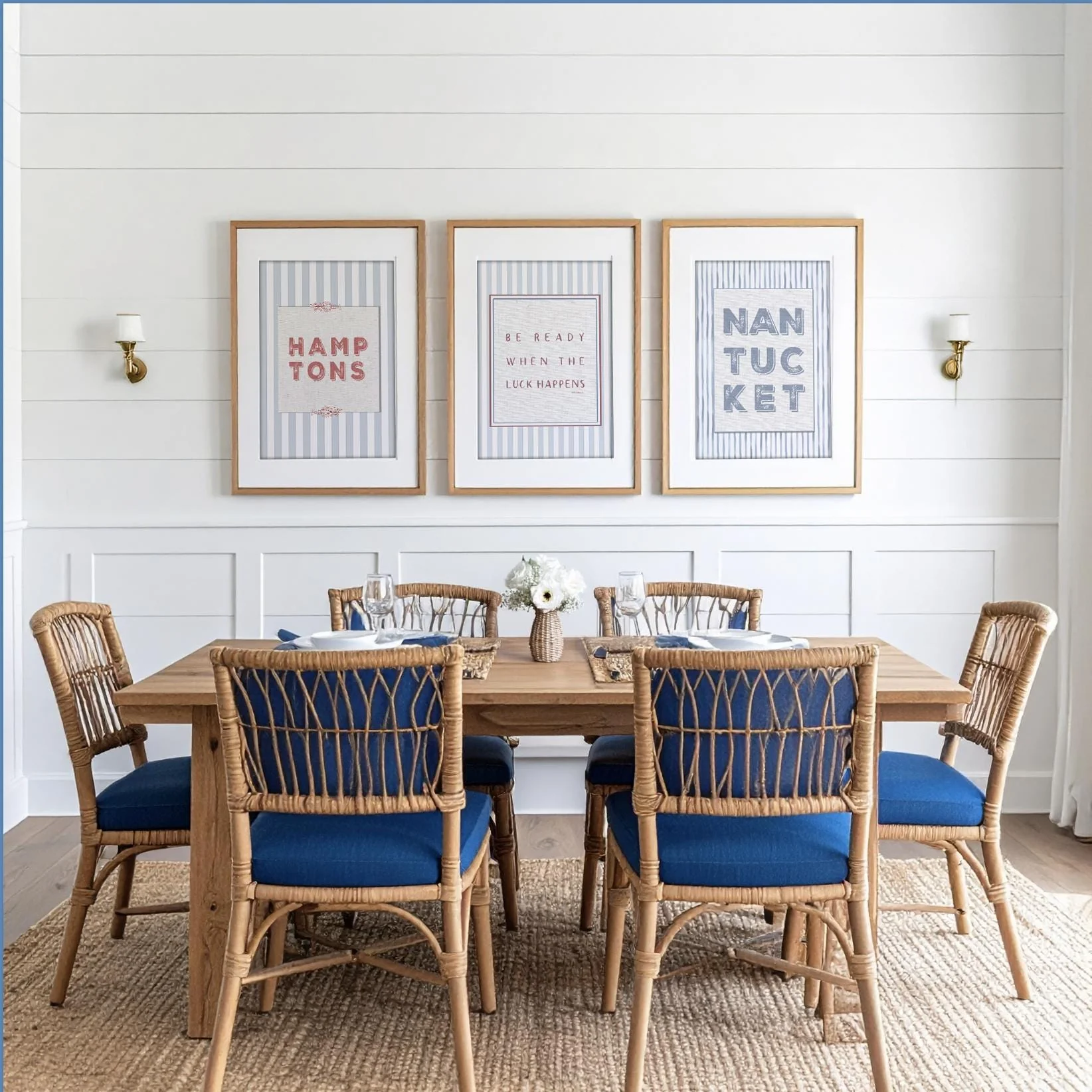 Wall Gallery Set of 3 Preppy Illustrations Coastal Wall Art Seaside Prints Cape Cod and Nantucket