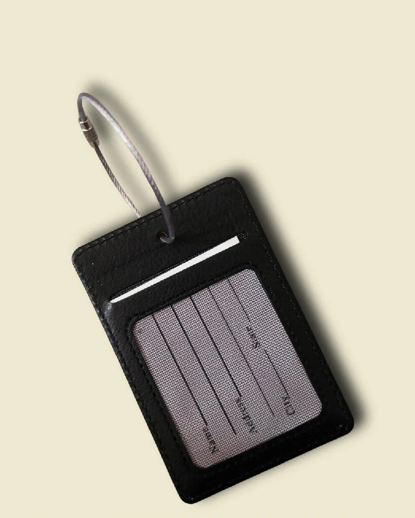 Warm summer travel luggage tag, vegan leather - Image 2