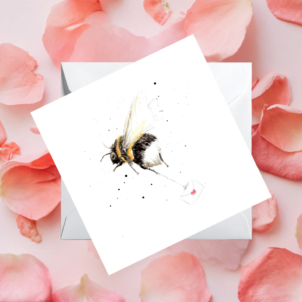 Watercolour Bee Love Card – Wildlife Greeting Card