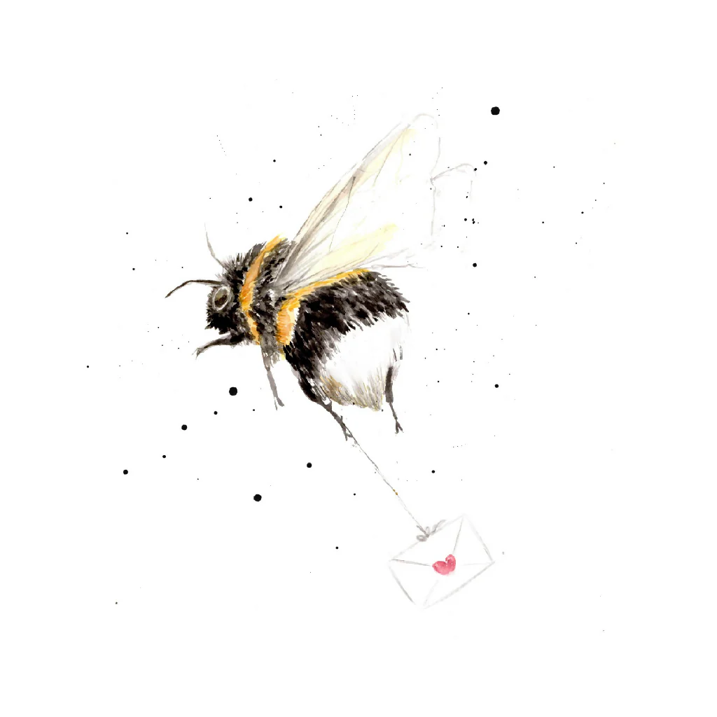 Watercolour Bee Love Card – Wildlife Greeting Card - Image 2