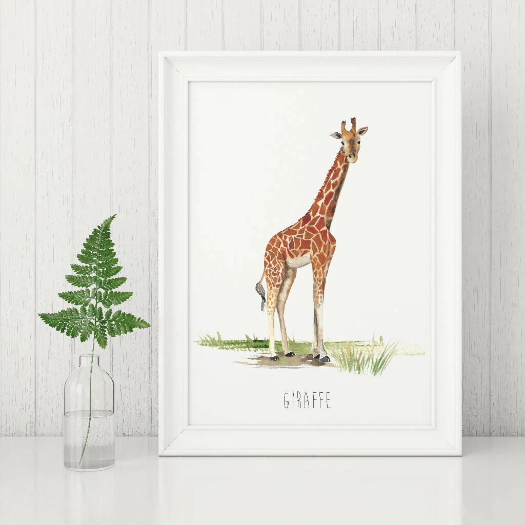 Watercolour Giraffe Personalised Art Print - Image 2
