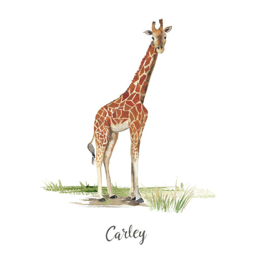 Watercolour Giraffe Personalised Art Print - Image 3