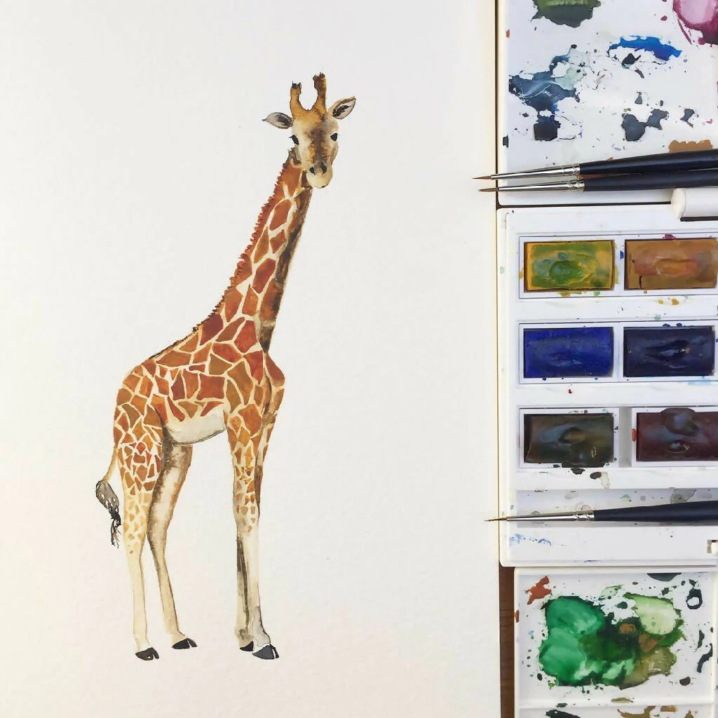 Watercolour Giraffe Personalised Art Print - Image 4