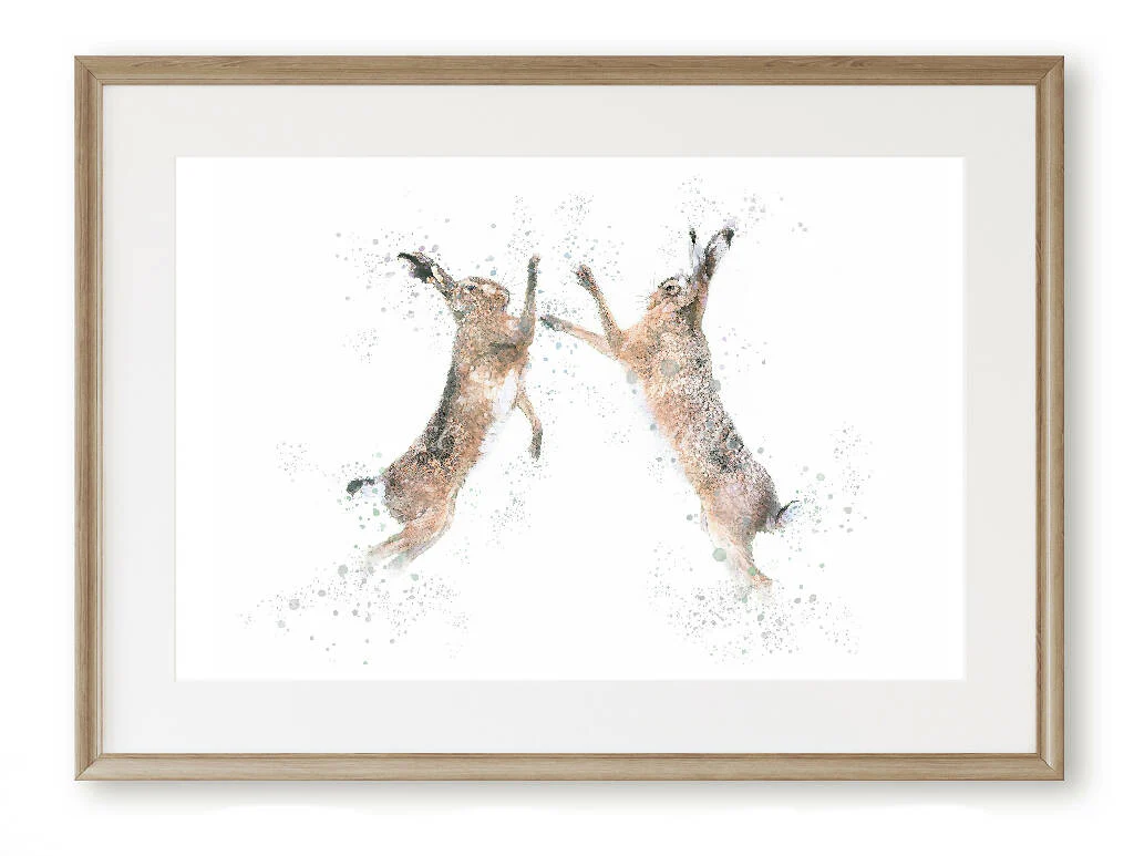 Watercolour Hare Print - 'Boxing Hares' - Image 2