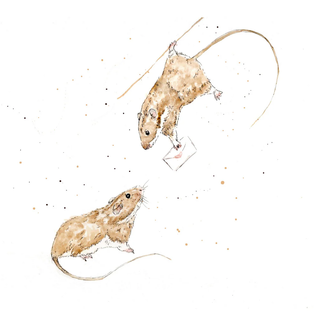Watercolour Mice Love Card – Wildlife Greeting Card - Image 2