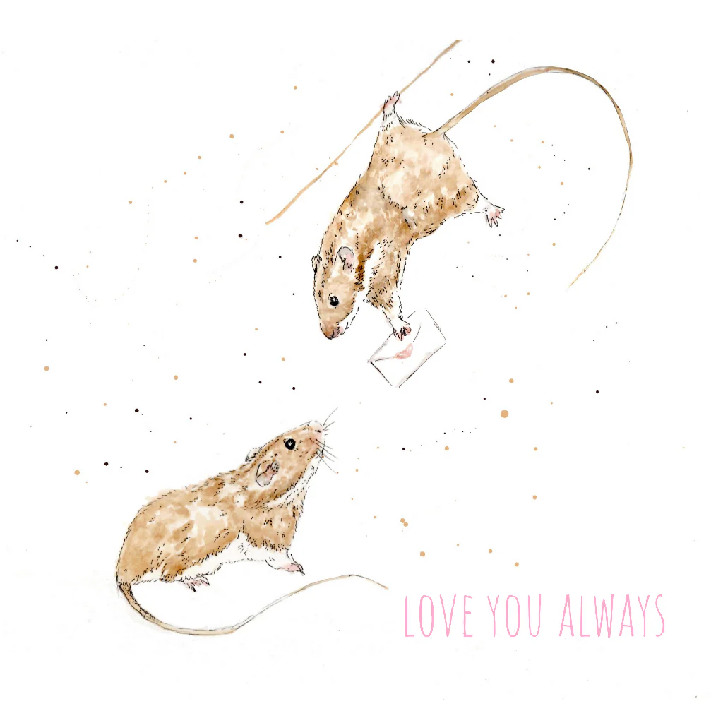 Watercolour Mice Love Card – Wildlife Greeting Card - Image 4