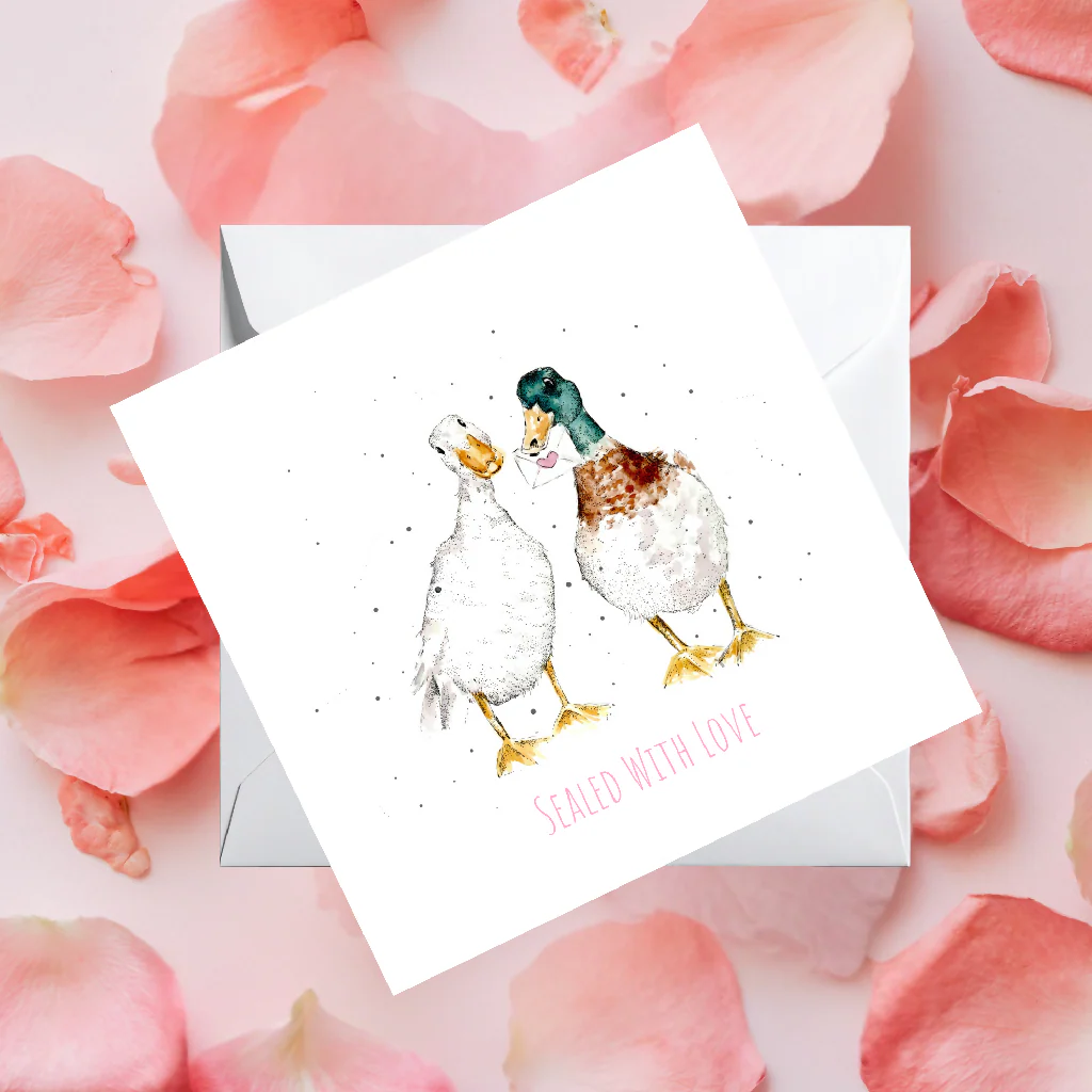 Watercolour Runner Ducks Love Card – Wildlife Greeting Card - Image 3