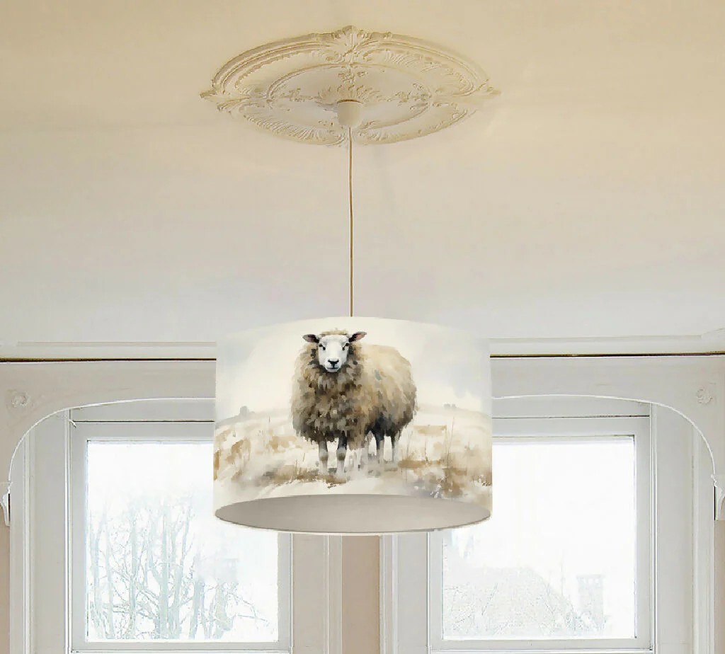 Watercolour Sheep Print Lampshade