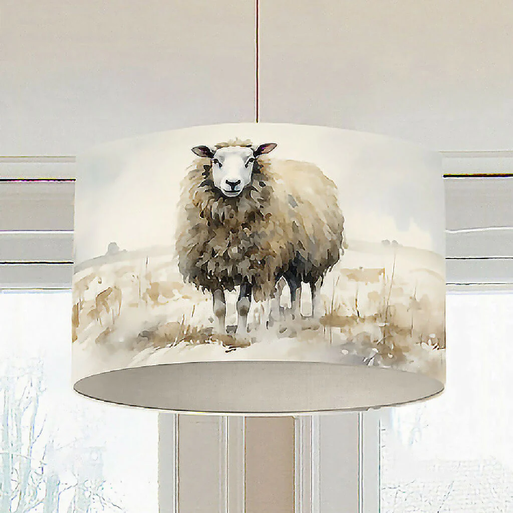 Watercolour Sheep Print Lampshade - Image 3