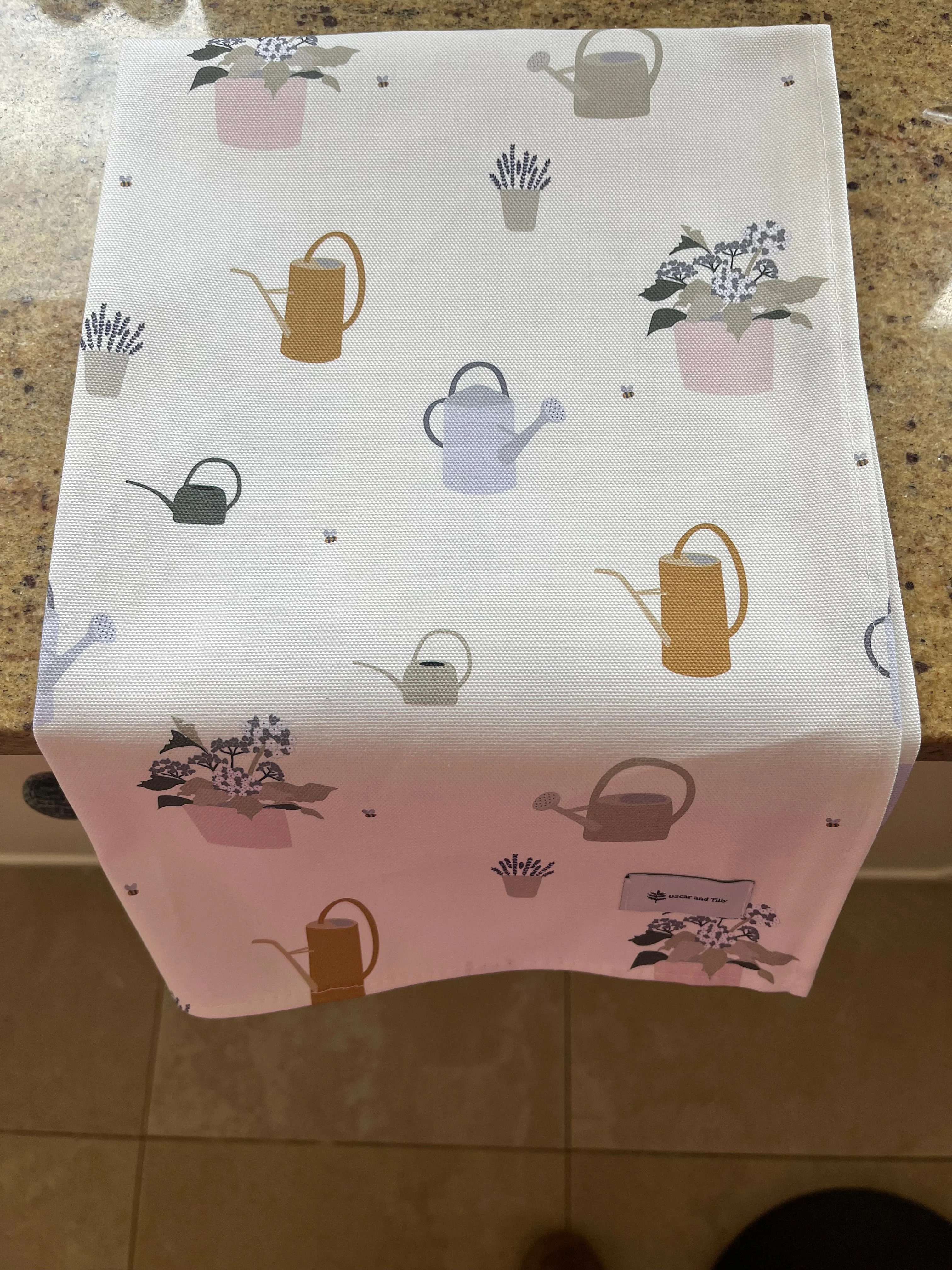 Watering Can and Flowerpots Design Tea Towel - Image 2