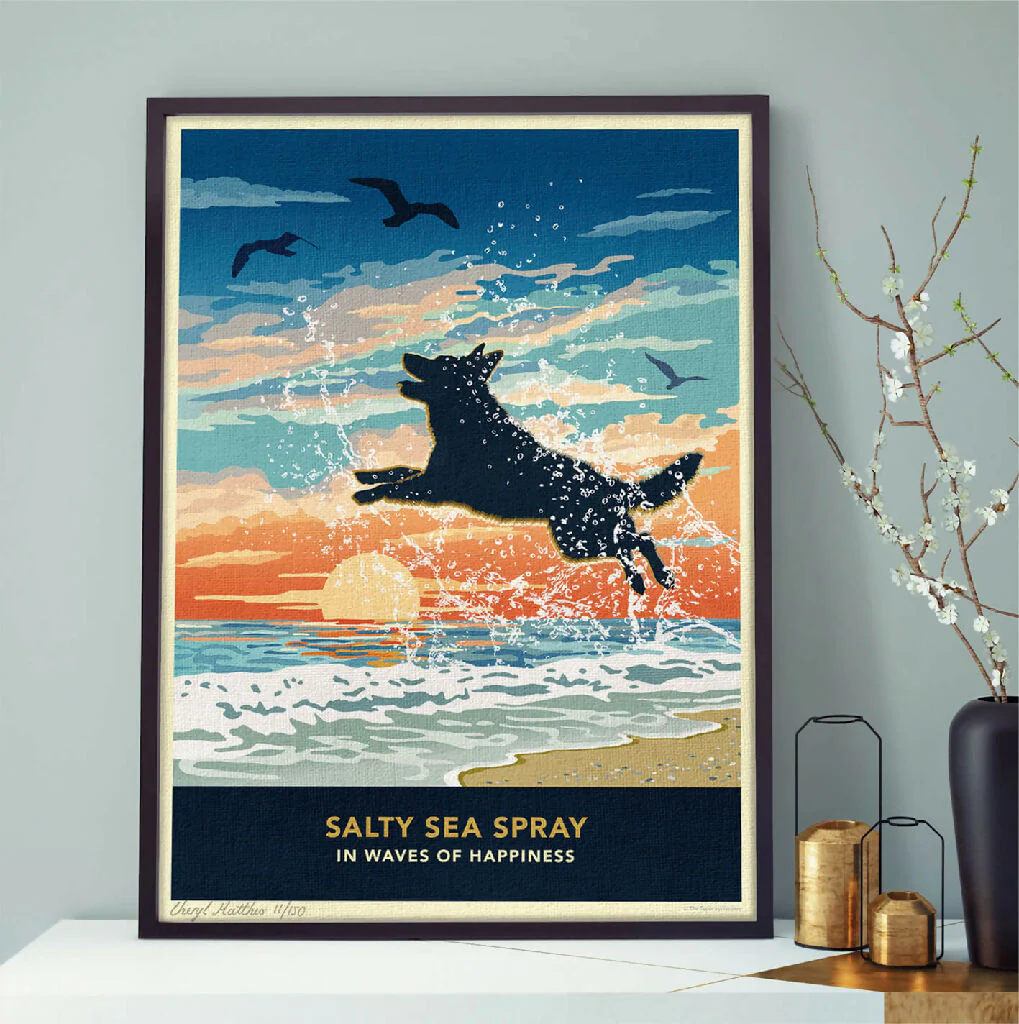 GERMAN SHEPHERD 'WAVES OF HAPPINESS’ LIMITED EDITION ART PRINT