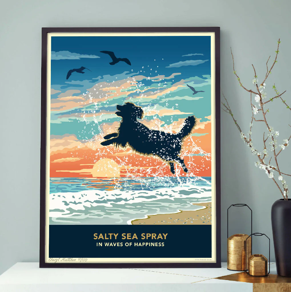 GOLDEN RETRIEVER 'WAVES OF HAPPINESS’ LIMITED EDITION ART PRINT