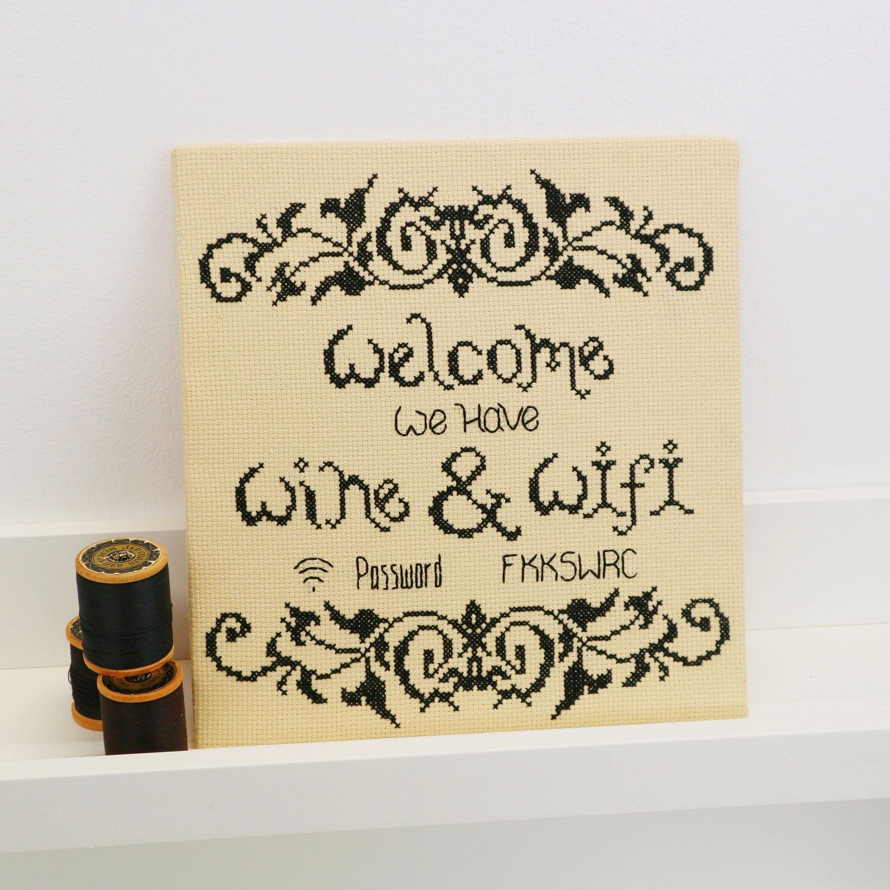 Welcome We Have Wine & WIFI, Cross Stitch Kit - Image 4
