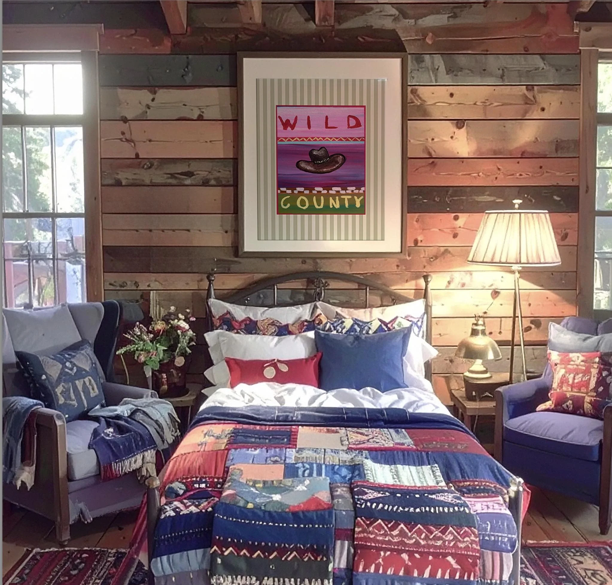 Western Art Print, Cowboy Ranch Decor Log Cabin Artwork - Image 3