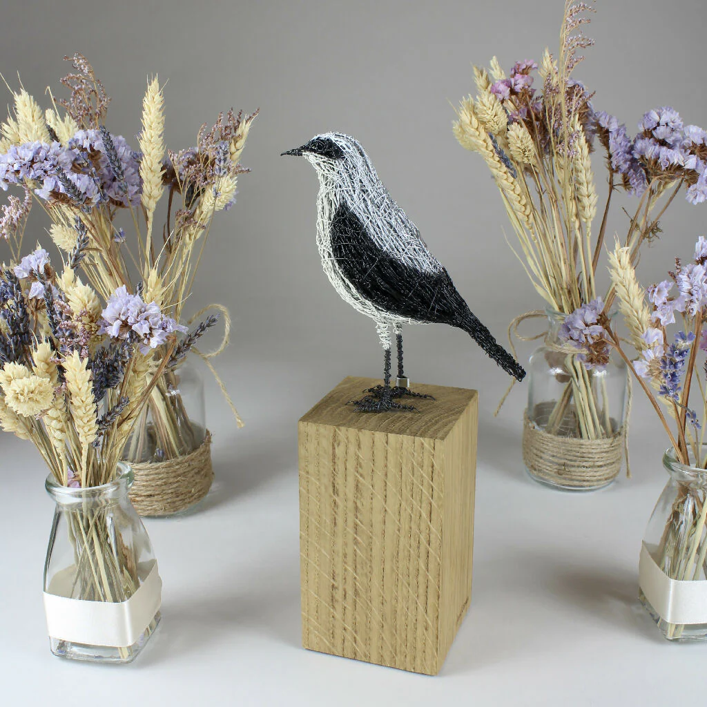 Wheatear Wire Bird Sculpture - Image 5