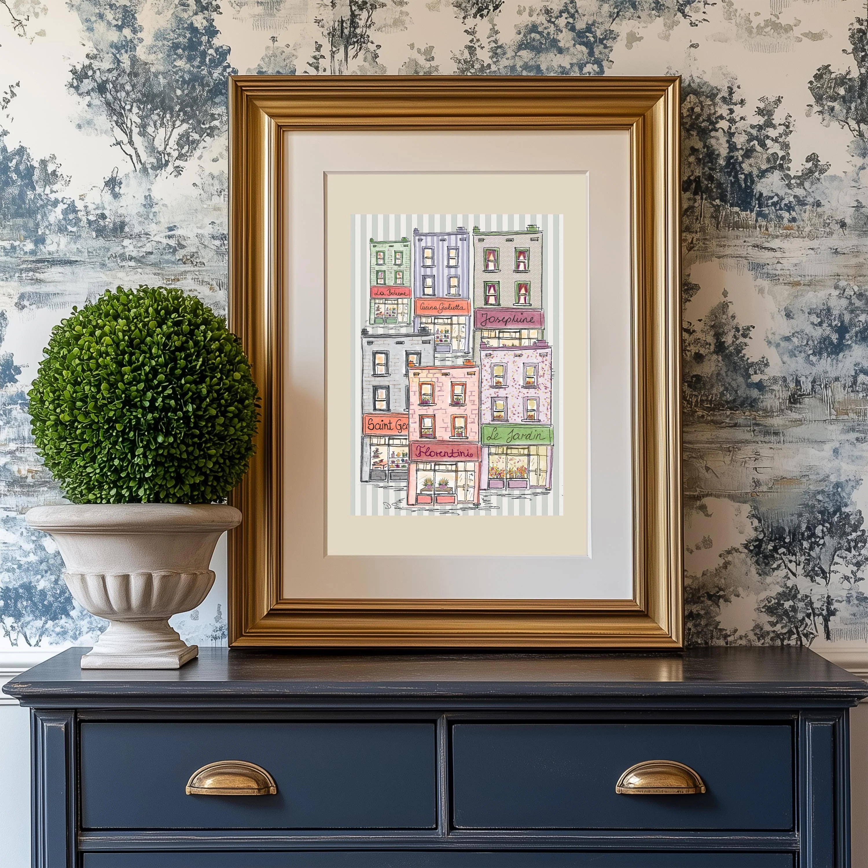 Whimsical Artwork Paris Line Drawing Shop Illustration - Image 6