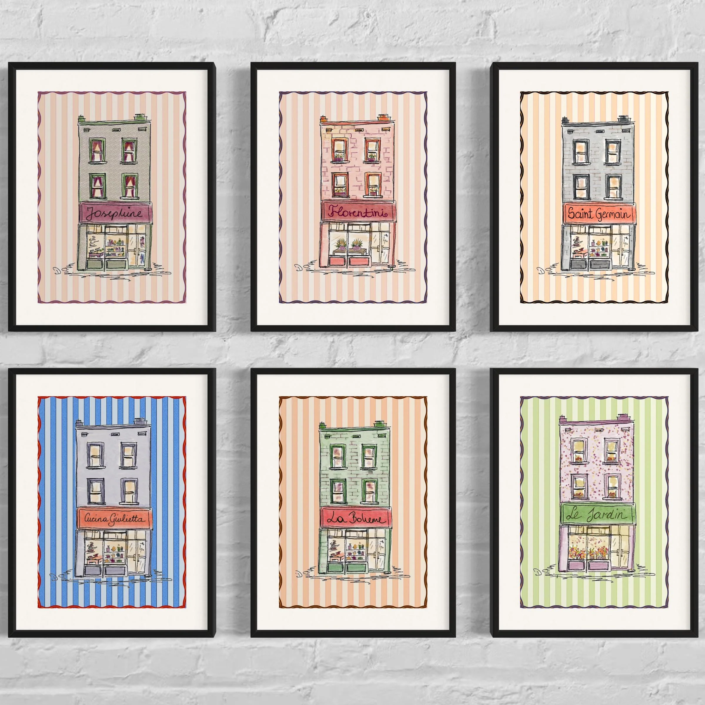 Whimsical Artwork Paris Line Drawing Shop Illustration - Image 7